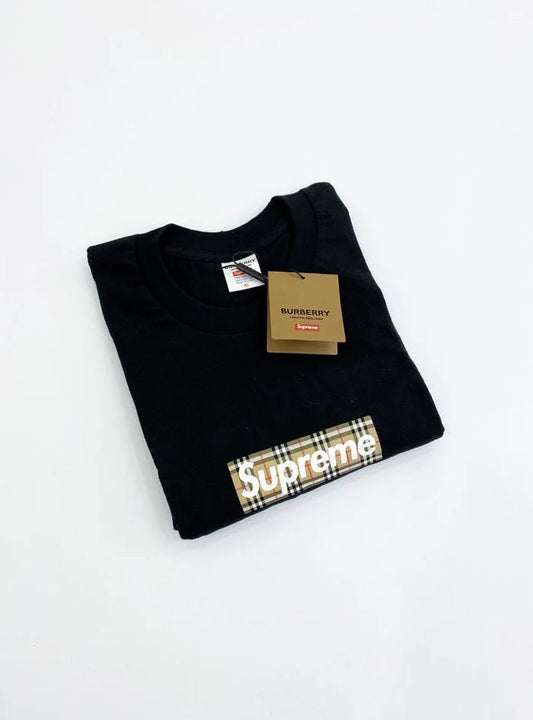 Supreme T-Shirt Burberry Box Logo Black - HubResell