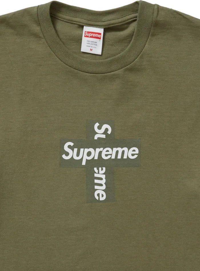 Supreme T Shirt Cross Box Logo Tee Light Olive Green