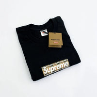 Supreme T-Shirt Burberry Box Logo Black-Hubresell